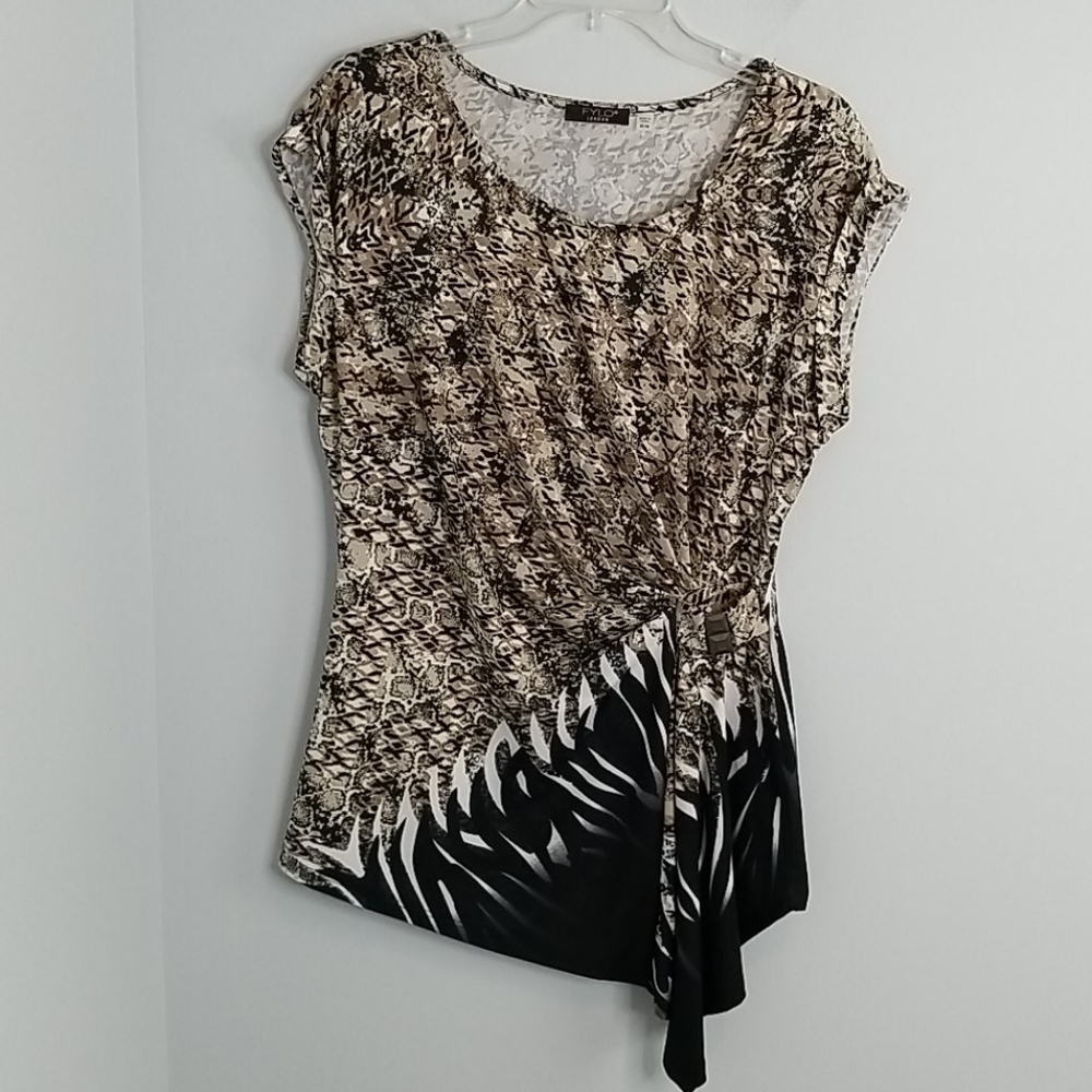 FYLO LONDON animal leopard print side wrap blouse size Medium